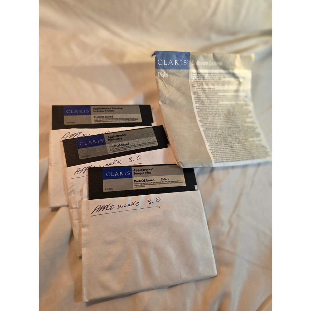 Claris AppleWorks 3.0 ProDOS Software Floppy Disks Startup Dictionary Samples